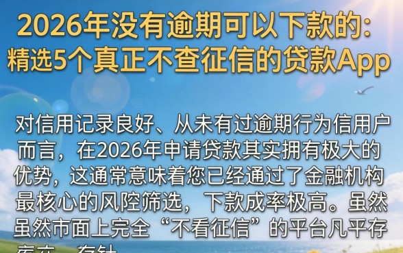 2026年没有逾期可以下款的，精选5个真正不查征信的贷款app