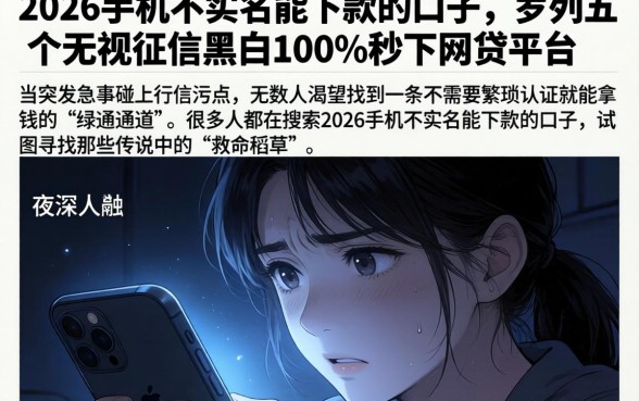 2026手机不实名能下款的口子，罗列五个无视征信黑白100%秒下网贷平台