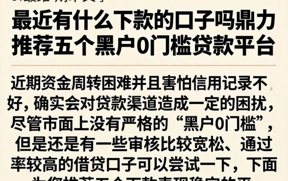 最近有什么下款的口子吗，鼎力推荐五个黑户0门槛贷款平台