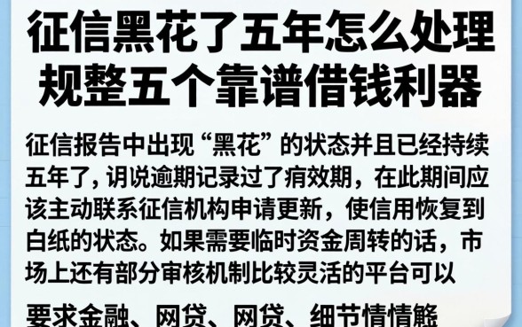 征信黑花了五年怎么处理，规整五个靠谱借钱利器