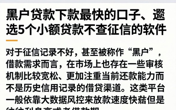 黑户贷款下款最快的口子，遴选5个小额贷款不查征信的软件