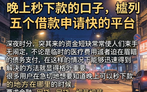 晚上秒下款的口子，胪列五个借款申请快的平台