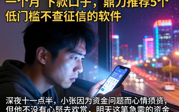 一个月的下款口子，鼎力推荐5个低门槛不查征信的软件