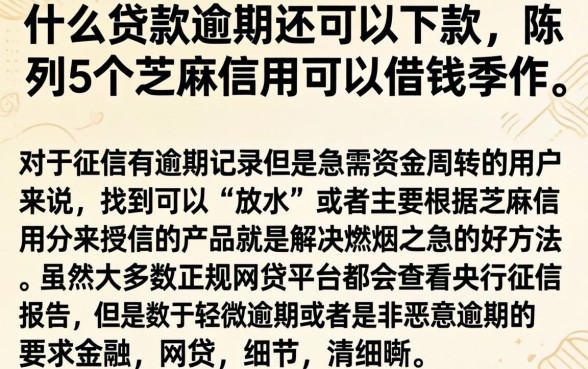 什么贷款逾期还可以下款，陈列5个芝麻信用可以借钱的软件