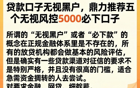 贷款口子无视黑户,鼎力推荐五个无视风控5000必下口子