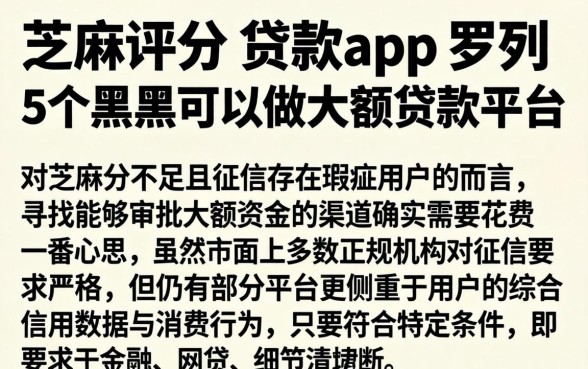 芝麻评分 贷款app，罗列5个黑户可以做大额贷款平台