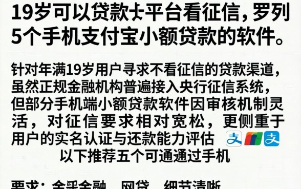 19岁可以贷款的平台不看征信，罗列5个手机支付宝小额贷款的软件