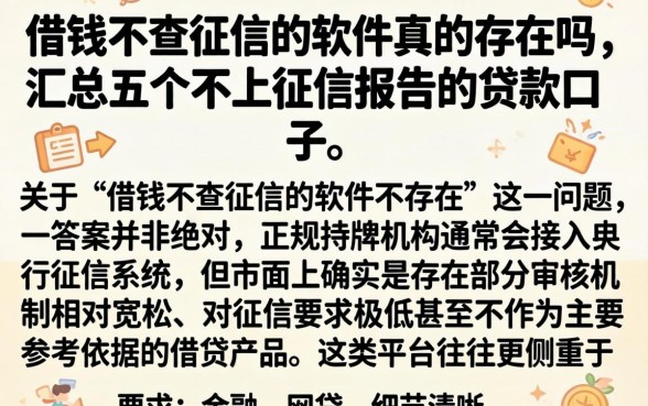 借钱不查征信的软件真的存在吗，汇总五个不上征信报告的贷款口子