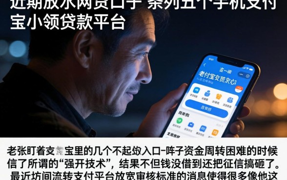 近期放水的网贷口子，条列五个手机支付宝小额贷款的平台