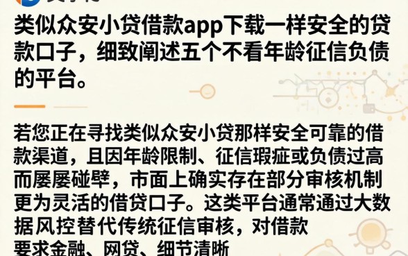 类似众安小贷借款app下载一样安全的贷款口子,细致阐述五个不看年龄征信负债的平台