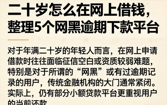 二十岁怎么在网上借钱,整理5个网黑逾期下款平台