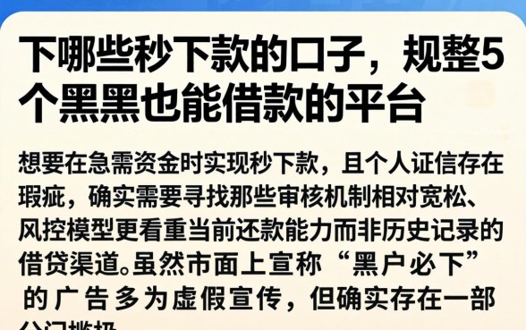 下哪些秒下款的口子，规整5个黑户也能借款的平台