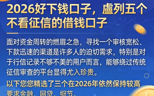 2026好下钱的口子，胪列五个不看征信的借钱口子