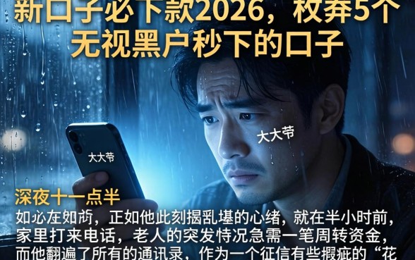 新口子必下款2026，枚举5个无视黑户秒下的口子