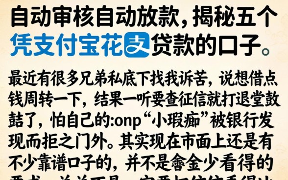 自动审核自动放款，揭秘五个凭支付宝花呗贷款的口子