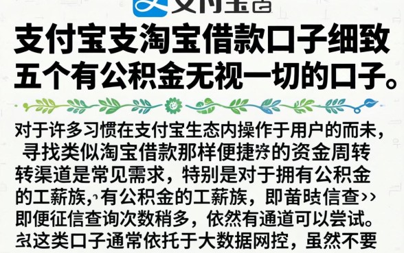支付宝的淘宝借款口子，细致阐述五个有公积金无视一切的口子