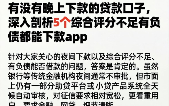有没有晚上下款的贷款口子，深入剖析5个综合评分不足有负债都能下款app