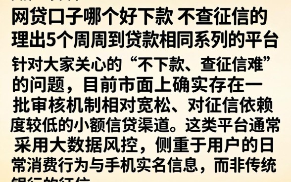 网贷口子哪个好下款 不查征信的，理出5个周周到贷款相同系列的平台