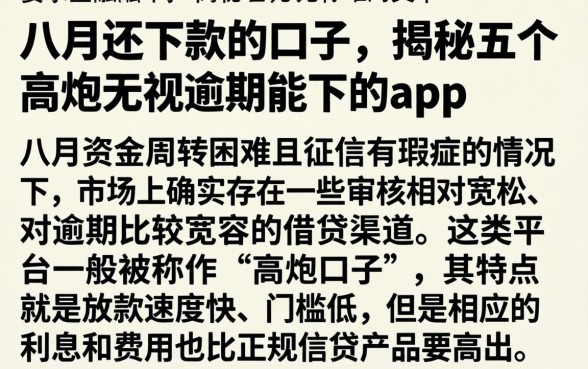 八月还下款的口子，揭秘五个高炮无视逾期能下的app