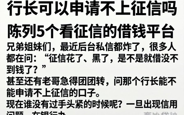 行长可以申请不上征信吗，陈列5个不看征信的借钱平台
