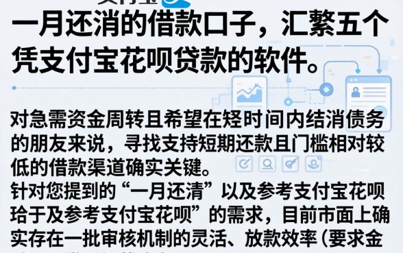 一月还清的借款口子，汇整五个凭支付宝花呗贷款的软件