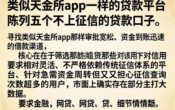 类似天金所app一样的贷款平台，陈列五个不上征信的贷款口子