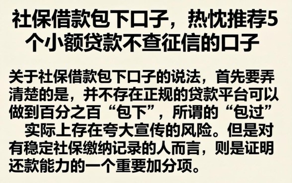 社保借款包下口子，热忱推荐5个小额贷款不查征信的口子