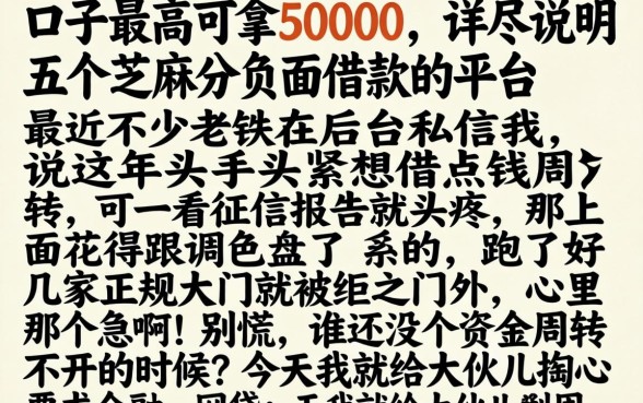 口子最高可拿50000，详尽说明五个芝麻分负面借款的平台