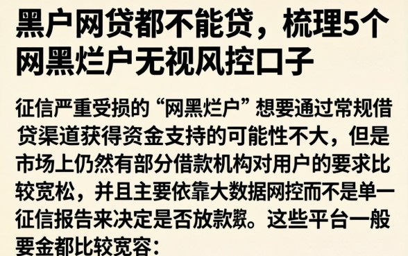 黑户网贷都不能贷，梳理5个网黑烂户无视风控口子