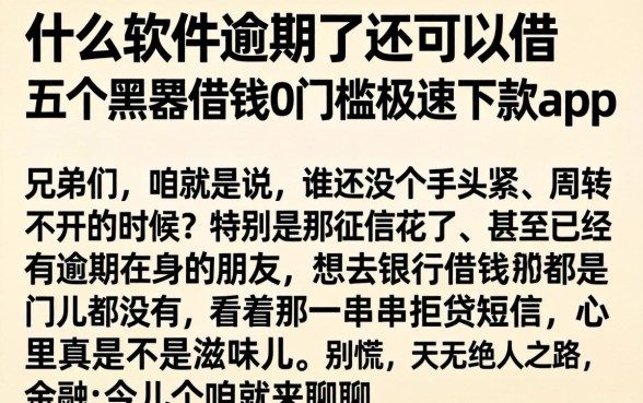 什么软件逾期了还可以借，细致阐述五个黑户借钱0门槛极速下款app