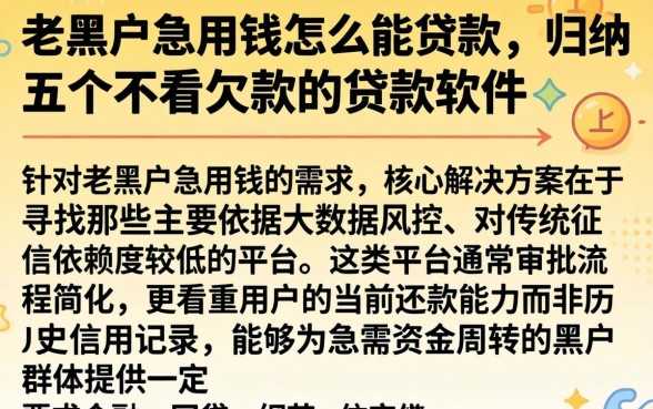 老黑户急用钱怎么能贷款，归纳五个不看欠款的贷款软件