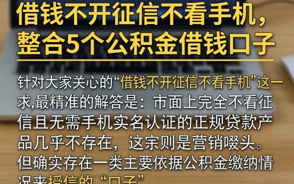 借钱不开征信不看手机，整合5个公积金借钱口子