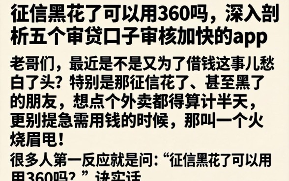 征信黑花了可以用360吗，深入剖析五个审贷口子审核加快的app