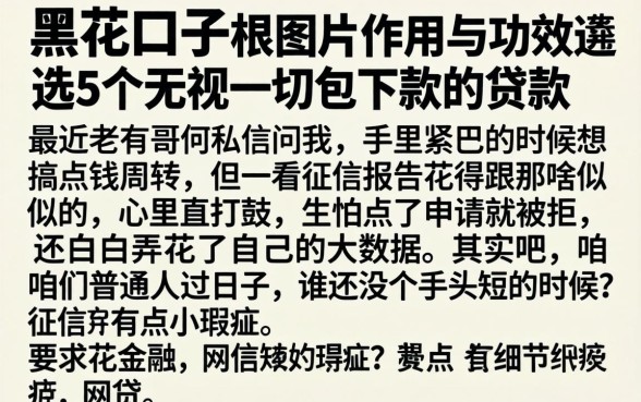黑花口子根图片作用与功效，遴选5个无视一切包下款的贷款