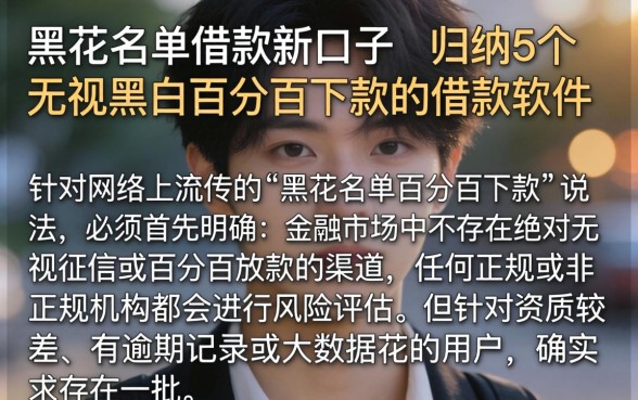 黑花名单借款新口子，归纳5个无视黑白百分百下款的借款软件