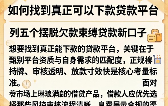 如何找到真正可以下款的贷款平台，条列五个摆脱欠款束缚贷款新口子