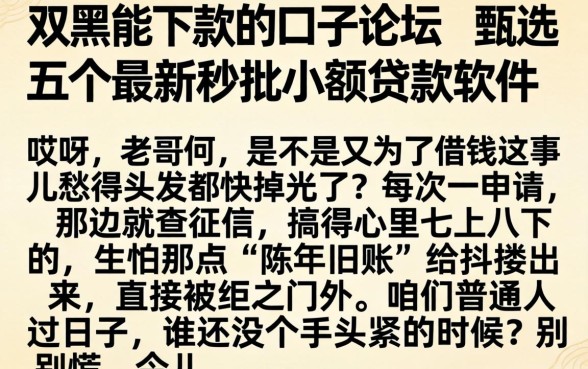 双黑能下款的口子论坛,甄选五个最新秒批小额贷款软件