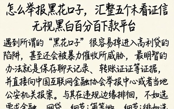 怎么举报黑花口子,汇整五个不看征信无视黑白百分百下款平台