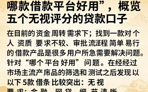 哪款借款平台好用，概览五个无视评分的贷款口子