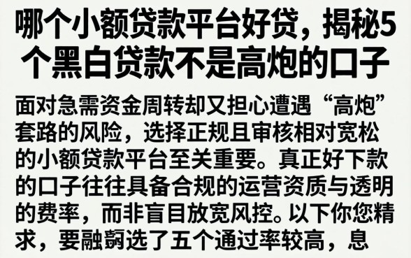 哪个小额贷款平台好贷，揭秘5个黑白贷款不是高炮的口子