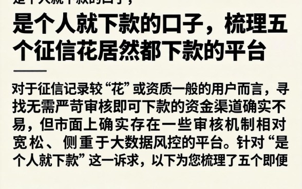 是个人就下款的口子，梳理五个征信花居然都下款的平台