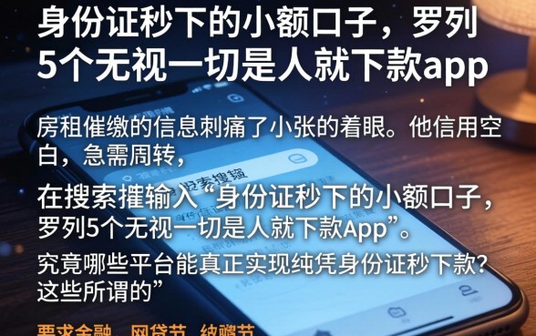 身份证秒下的小额口子，罗列5个无视一切是人就下款app