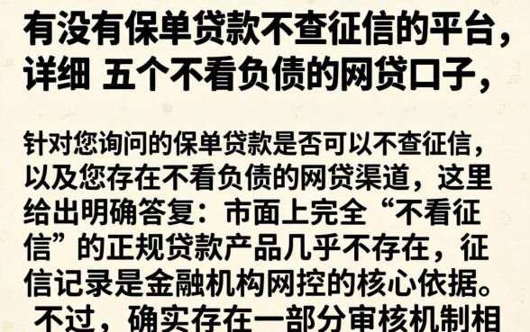 有没有保单贷款不查征信的平台，详细阐述五个不看负债的网贷口子