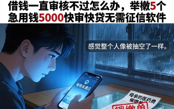借钱一直审核不过怎么办，枚举5个急用钱5000快审快贷无需征信软件