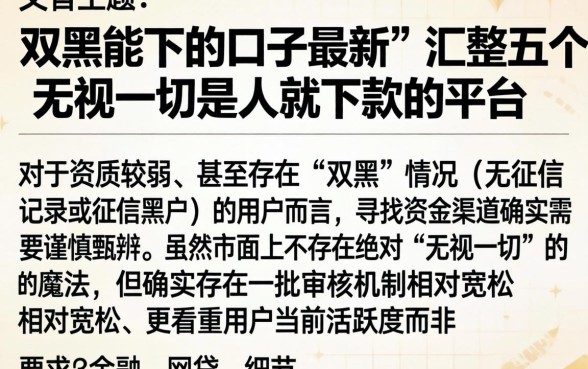 双黑能下的口子最新，汇整五个无视一切是人就下款的平台