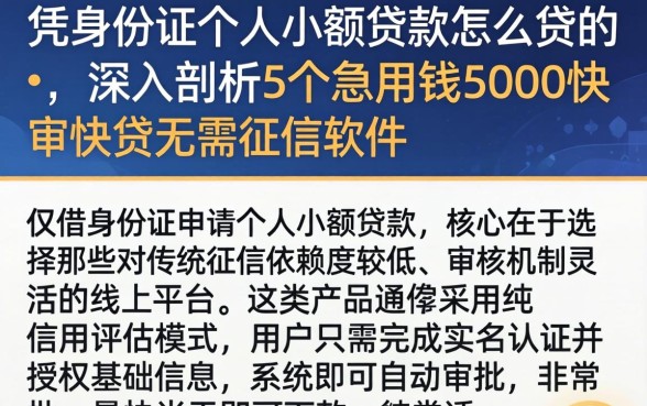 凭身份证个人小额贷款怎么贷的，深入剖析5个急用钱5000快审快贷无需征信软件