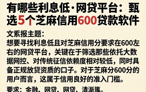 有哪些利息低的网贷平台，甄选5个芝麻信用600贷款软件