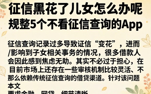 征信黑花了儿女怎么办呢，规整5个不看征信查询的app