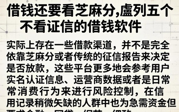 借钱还要看芝麻分，胪列五个不看征信的借钱软件