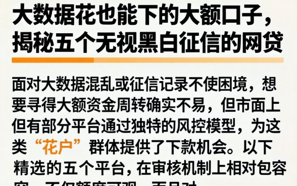 大数据花也能下的大额口子，揭秘五个无视黑白征信的网贷